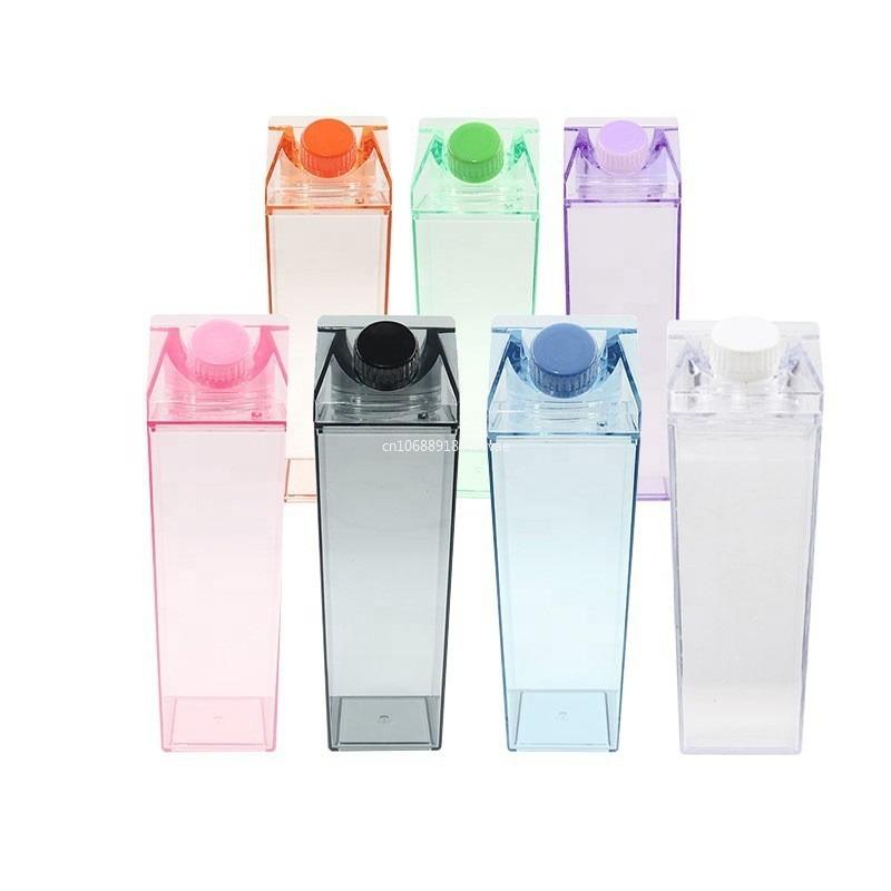 

500ml Squared Milk Cup with Round Lid with Lid Transparent Plastic High Capacity Freshs Storage Bottle for Milk Juices Water Cup 500ml фіолетовий