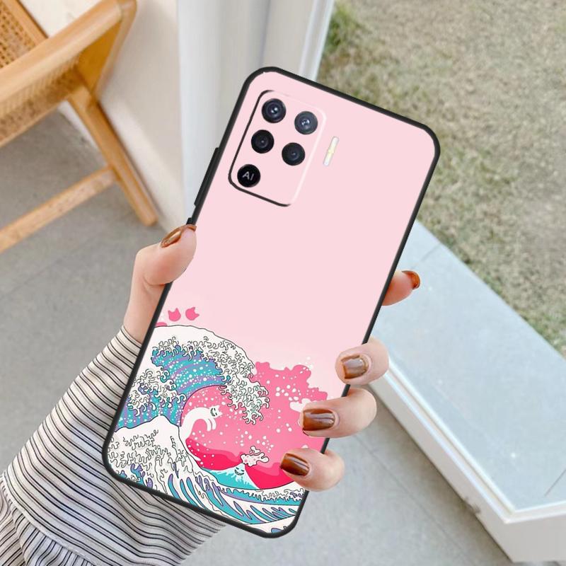 Japanese Wave Anime Dragon Case For Oppo A18 A78 A98 A38 A58 A60 A80 A40 A96 A76 A16 A94 A74 A54 A15 A17 A57 A77 A5 Pro