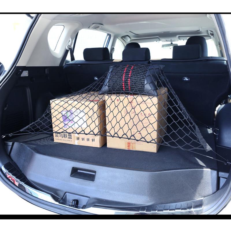 Universal 100x100cm Car Rear Trunk Net with 4 Hooks Elastic Luggage Net Cargo Organizer Storage Nylon Mesh Net Car Interior Mesh