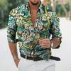 Camicia a Maniche Lunghe con Fantasia Trendy, Elegante Casual da Uomo