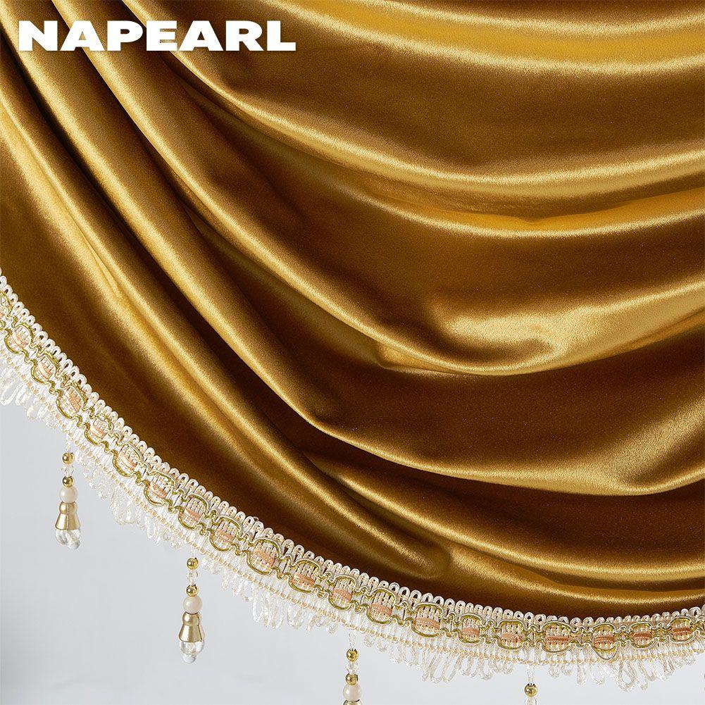 1PC NAPEARL Golden Luxurious Lace Trimmed Velvet Curtain Head for Small Window Decor 70x42cm