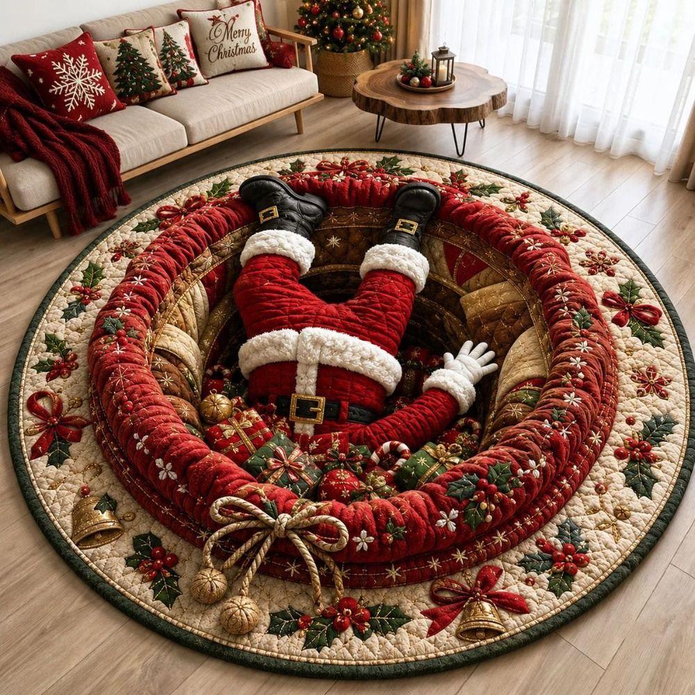 3D Special-shaped Christmas Tree Base Mat Imitation Cashmere Santa Claus Floor Mat  Living Room