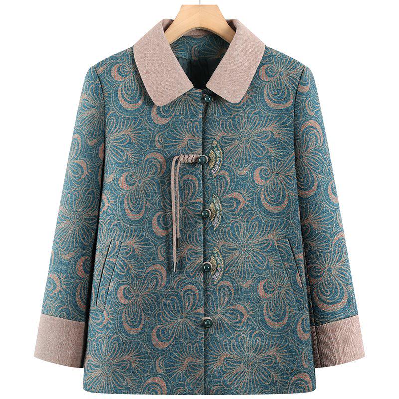 

2025 Chinese Style High-End Autumn/Winter Outerwear for Elderly Women - Elegant Grandma s Wear 3XL (Recommended 115-130 lbs)