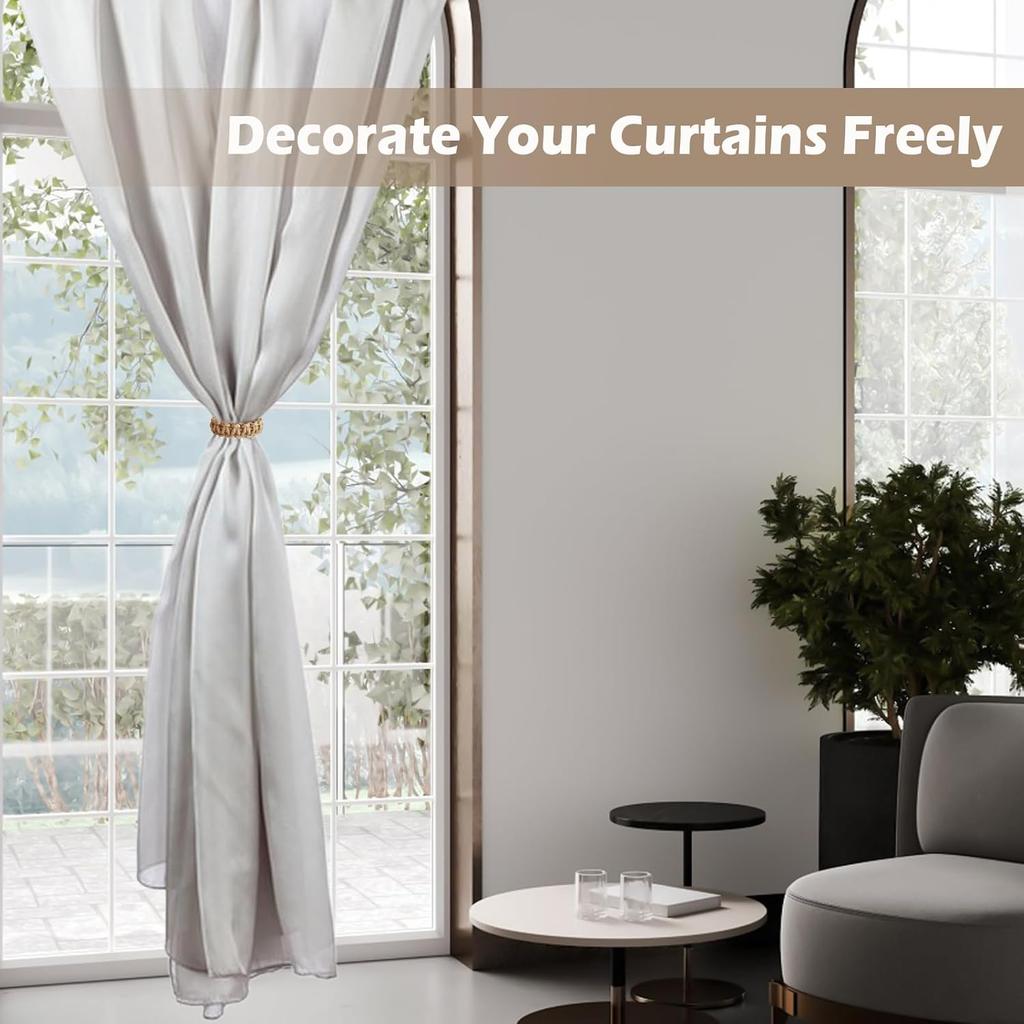 Braided Jute Curtain Tiebacks Set of 2, Rustic Curtain Tie Backs for Curta, Decorative Drapery Holdbacks Bohemian and Farmhouse Style for Lightweight