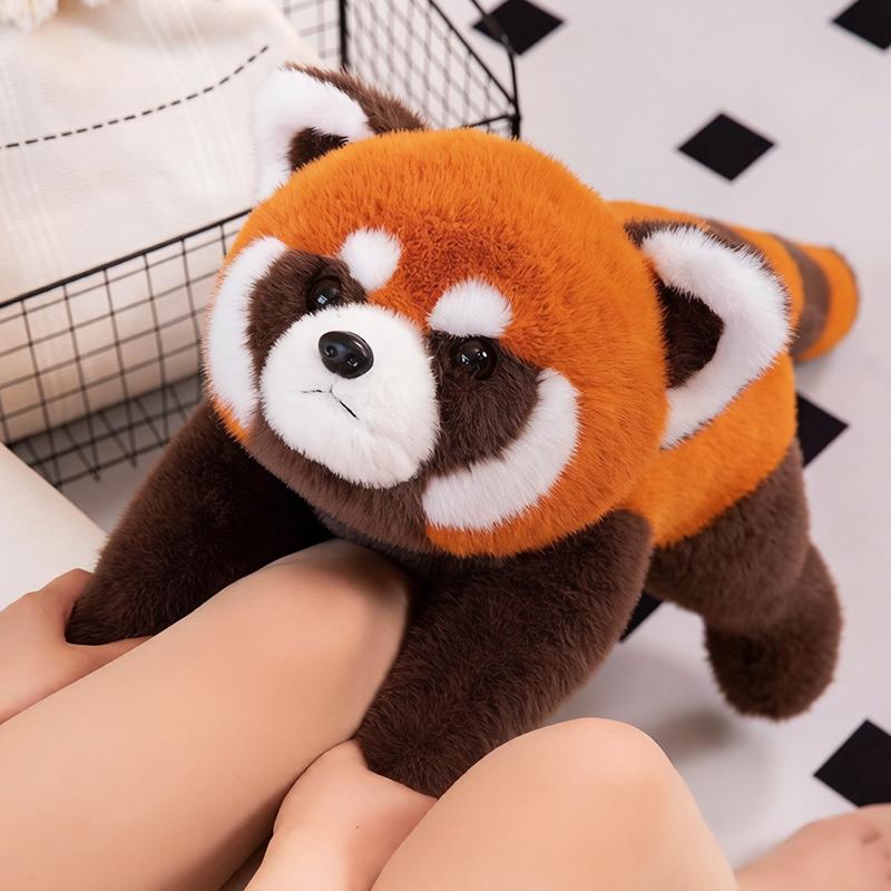 45~80Cm Red Panda Plush Toy Stuffed Kawaii Lying Sitting Cartoon Zoo Animal Doll Like Real Plushie Sleeping Friend Gift