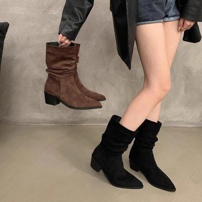 Mode Klobige Damen Schnee Mid-Calf Stiefel Leder Designer Absätze Schuhe Frau 2024 Trend Chelsea Stiefel Winter Wandern Neu Gemütlich Mujer Botas