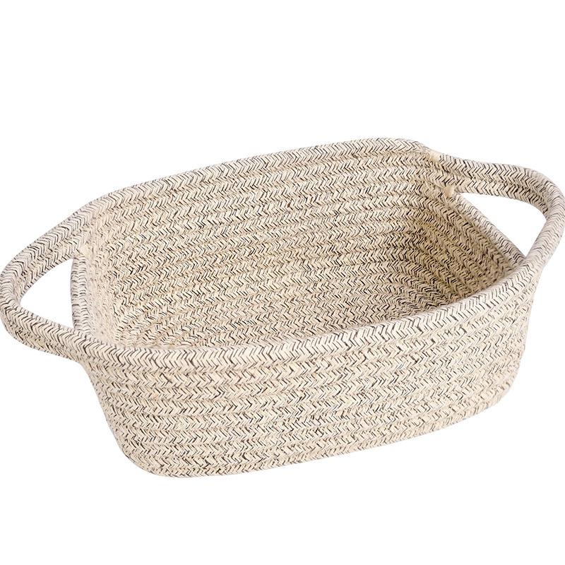 

Handwoven Cotton Rope Storage Basket - Multi-Functional Organizer for Desktop, Bedside, and Miscellaneous Items 20x15x8 cm колір світло кави
