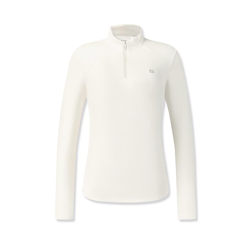 Fila Fitness Series Fleece Version Simple Sports Training Comfortable Versatile Warm Long Sleeve T-Shirt Women Tops Egrets-White A11W611219FWT
