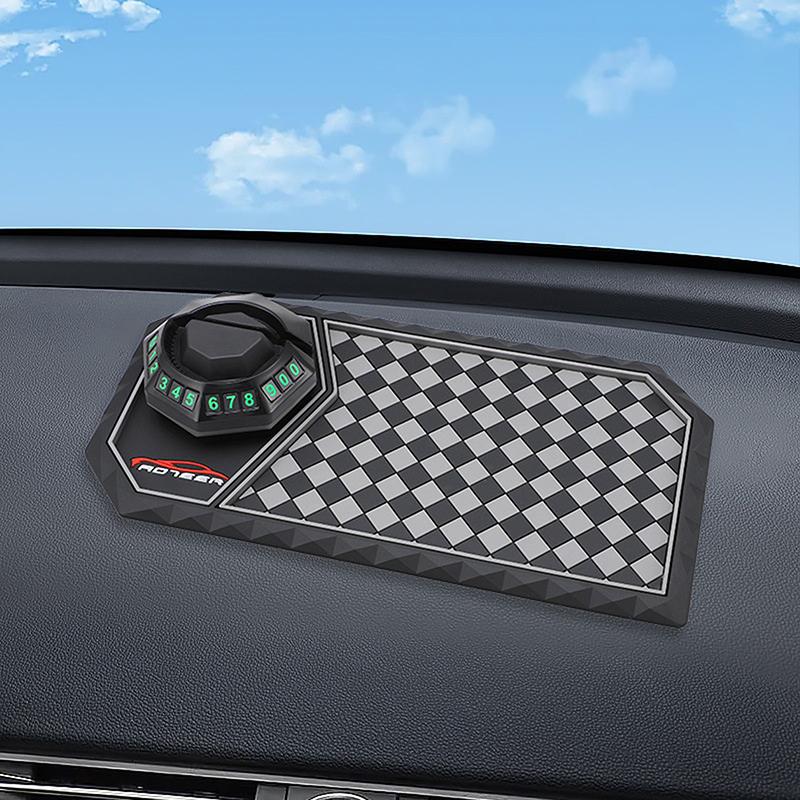 3-In-1 Anti-Slip Car Phone Holder Parking Number Plate Multifunctional Navigation Holder Car Storage Mat