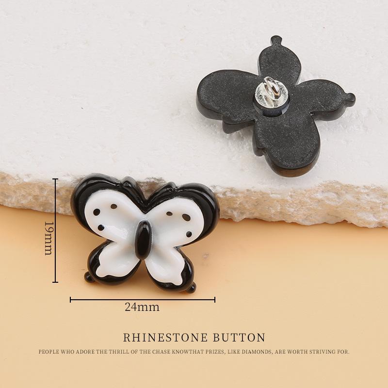 5pcs Children'S Clothes Sweater Buttons Cartoon Bow Buttons Baby Cardigan Jacket Cute Flower Decoration Black And White Buttons