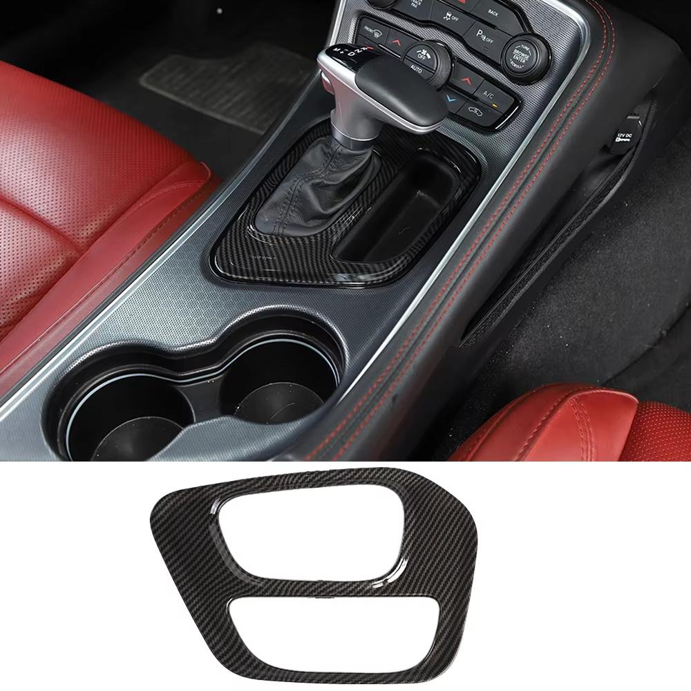 Carbon Fiber Black Accessory For Dodge Challenger 2015-2022 Center Console Gear Shift Panel Interior Decorative Cover Trim