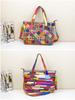 New Genuine Leather Ethnic Style Color Block Shoulder Tote Bag for Women
