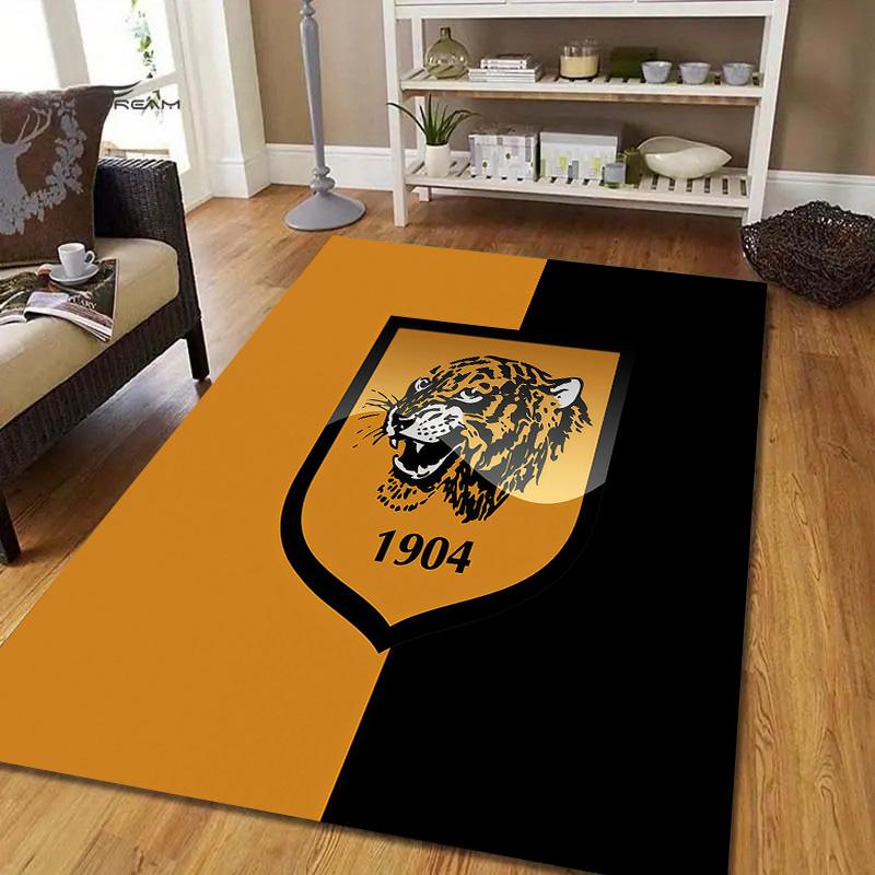 Hull City AFC Flannel Pattern Square Carpet,Area Rug,Carpet Rug for Living Room Bedroom Sofa Playroom Decor,Non-slip Floor Mat