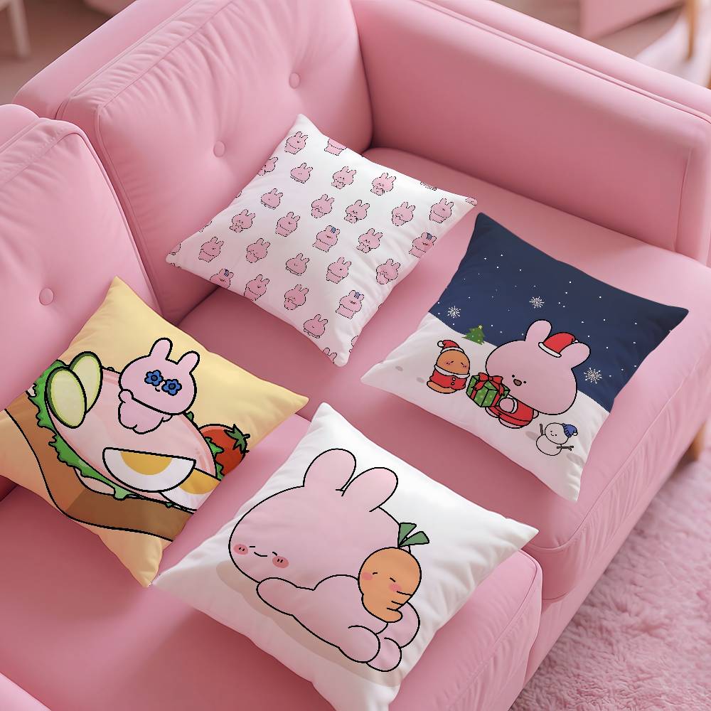 Cartoon A-Asamimichan Cute Bunny Pillow Case pattern printing pillowcase living room sofa cushion cover bedroom room decor