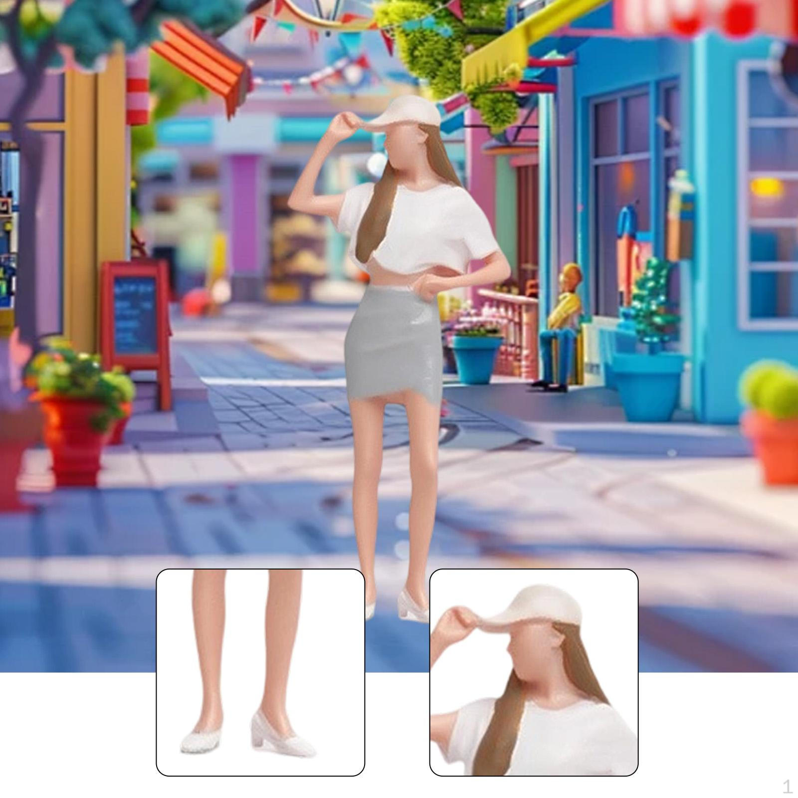 

1:Фигурка Девочки в Шляпе Масштаб 64 Маленькие Люди Декоративный Аксессуар для Диорамы DIY Сказочный Сад Миниатюрная Сцена