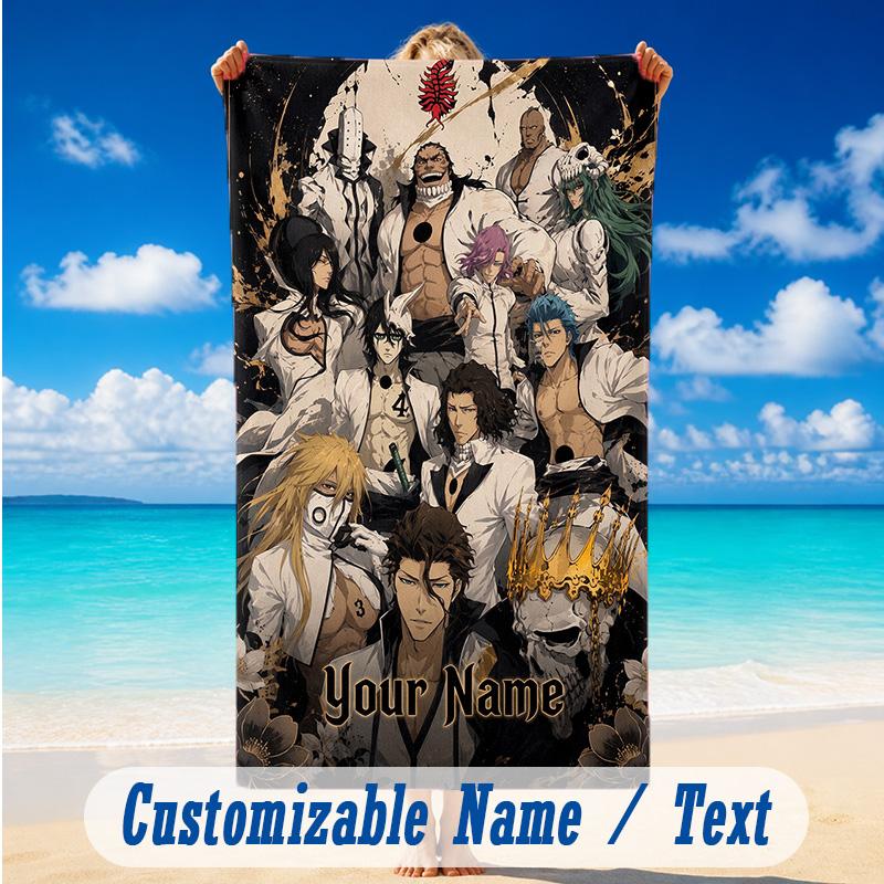 Beach Towel Custom Name Text, Quick Dry Large Towel For Beach HomeBleach Anime
