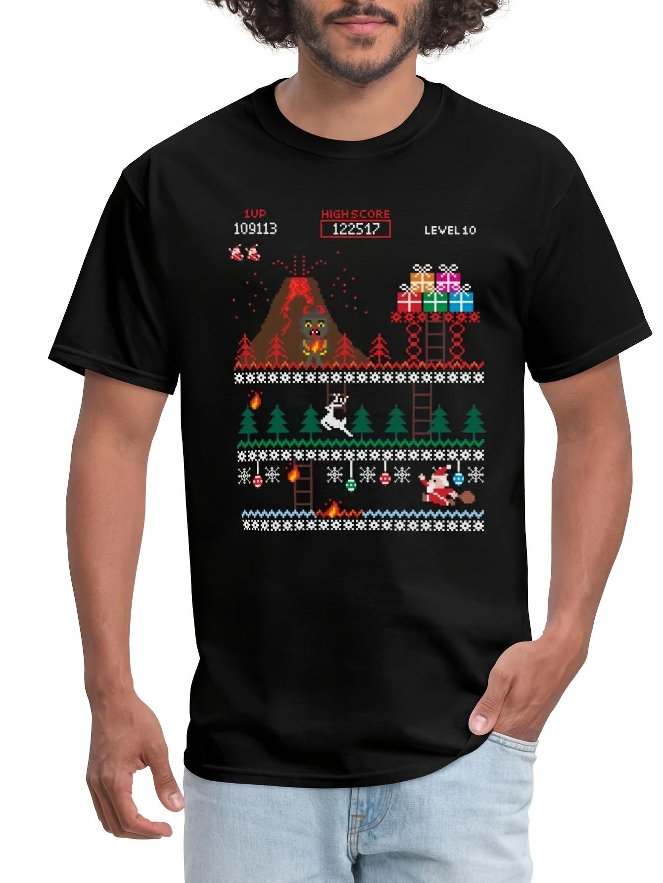 2026 New Unisexs Krampus Vs Santa 8digit Ugly Christmas Tshirt Retro Video Game Art Tshirt Casual Holiday Tshirt S