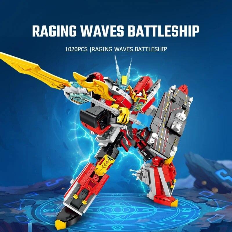 Steel Mech Warship Warcraft 4 In 1 Building Blocks Submrine Action Figure Model Bricks Educational Toys Birthday Gifts Boy Kids