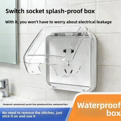 Plug Waterproof Cover, Socket Panel Waterproof Cover, Splash-proof Box, Bathroom Transparent Adhesive Power Protection Cover