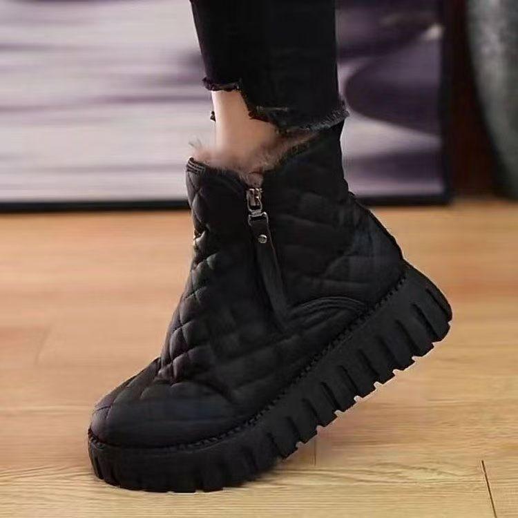 Снегоступы 22 года новые зимние бархатные утепленные хлопковые ботинки толстая подошва нескользящие мех интегрированный короткие ботинки 35