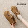 [Cow Anti Velvet] Thick soled Boken Shoes for Women 2025 Autumn New Vintage Beaded Height Increasing Casual Kangaroo Shoes