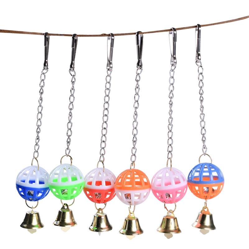 Bird Parrot Toy Colorful Swing Ball Toys with Bell Hanging Toy Cage Decorative Accessories for Small Medium Birds