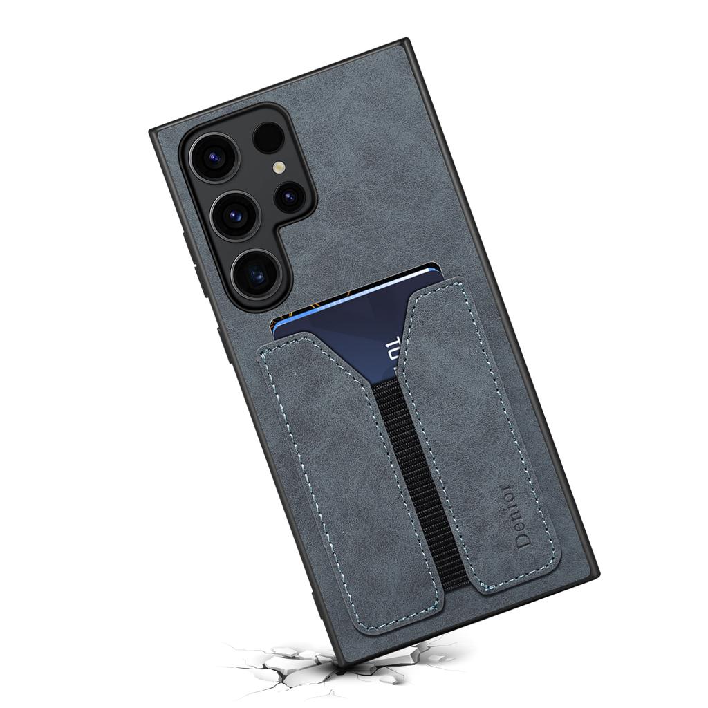 DENIOR Für Samsung Galaxy S24 Ultra Handyhülle Elastischer Kartenhalter PU-Leder Rückabdeckung