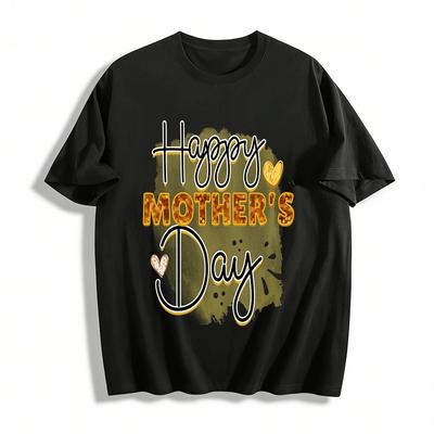 Happy Mother's Day Glitter Print Casual Short Sleeve T-Shirt Pure Cotton T-shirt