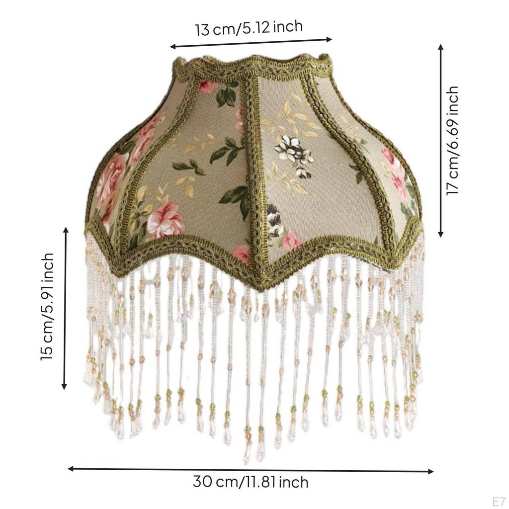 Tassels Lampshade Decorative Velvet Lamp Shade for Bedroom, Hotel 12x40x17 Starlight
