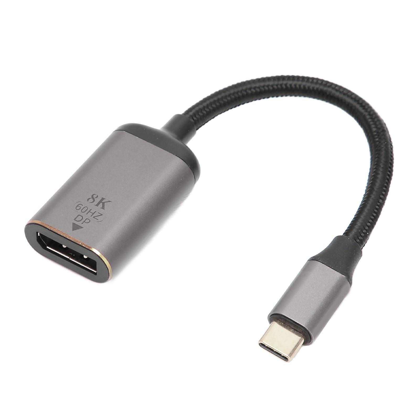 

USB C to DisplayPort Adapter Aluminum Alloy USB C Male To DP Female 8K 30Hz 4K 144Hz HDR USB C to DP Converter