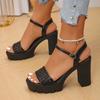 Fashion Plus Size Fashion High Heels Sandals Women Hollow Out Weaving Platform Sandles Woman Summer Buckle Strap Thick Heeled Sandalias