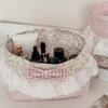Portable Fabric Storage Basket Floral Pattern Desktop Organizer  Bedroom Storage