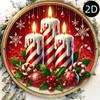2D Flat Metal Tin Sign Merry Christmas Wall Art with Holly Berries Candles Home Office Cafe Decor