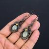 Aquamarine 999 Copper Wire Wrapped Earrings, Handmade Gemstone Earrings Jewelry, Gifts For Wife Brand New Earrings