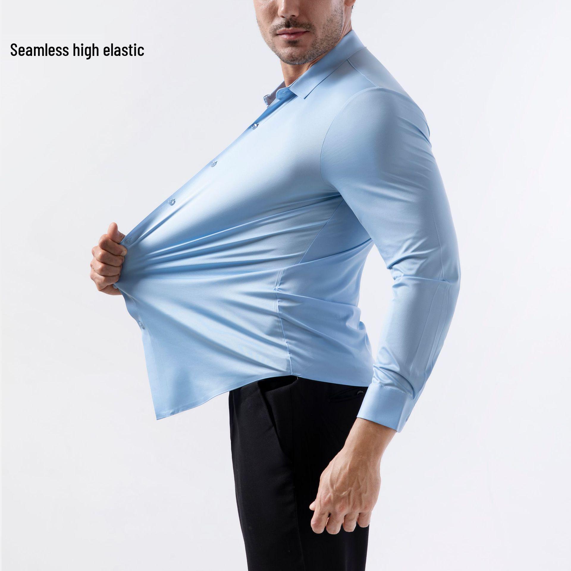 

Бесшовная рубашка мужская европейского размера с высокой эластичностью, тянущаяся в четырех направлениях, не мнущаяся L