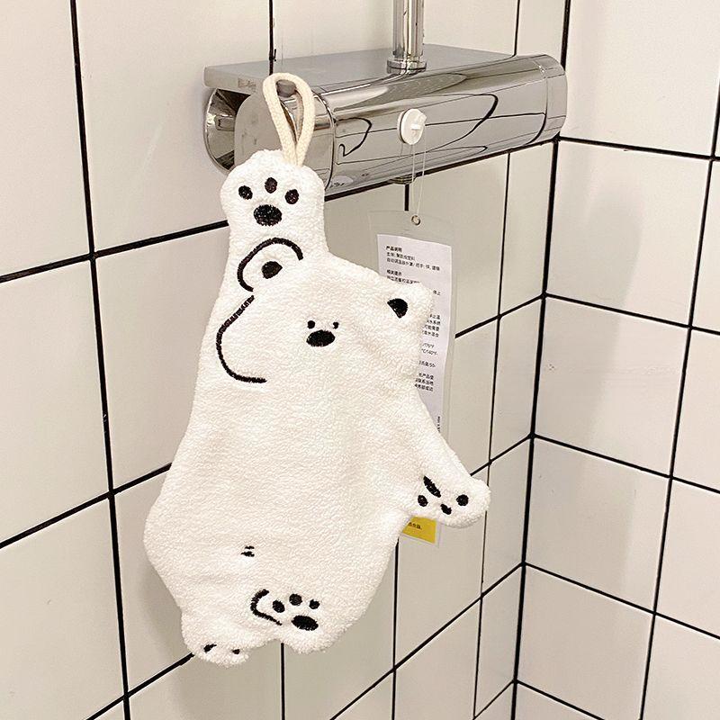 Panda Hand Towel, Hanging Type, Made Of Coral Fleece Microfiber, Absorbent And Quick-Drying, Suitable For Bathroom And Kitchen Use, Small Hand Towel