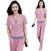 Short Sleeve Casual Sportssuit Women's Summer New Fashion Age-reducing Holiday Two-piece Top Straight-leg Pants Two-piece Set