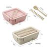 850/1100ml Wheat Straw Bento Box with Tableware Single Layer Compartment Seal Food Container Portable Office Worker Lunch Box