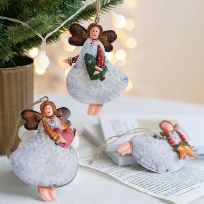 Cartoon Angel Girl Christmas Decorations Santa Claus Multicolor Drop Ornaments Wrought Iron Gift Hanging Pendants Festival