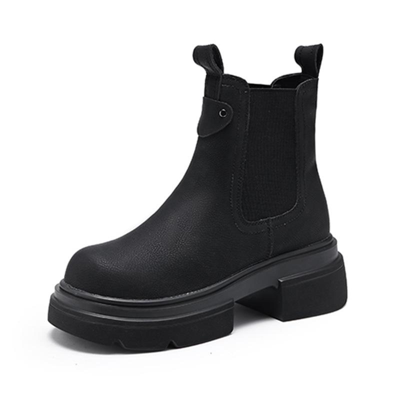 3233 autumn and winter velvet leather Martin boots women's thick-soled one-pedal cigarette boots women's casual small size short boots women