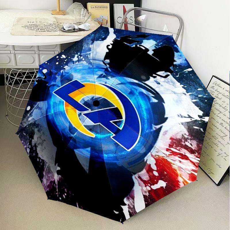 1PC Rams Team Spirit Printed Umbrella Folding umbrella, automatic umbrella 8-Frame for Travel, camping Fan gifts Christmas Gifts