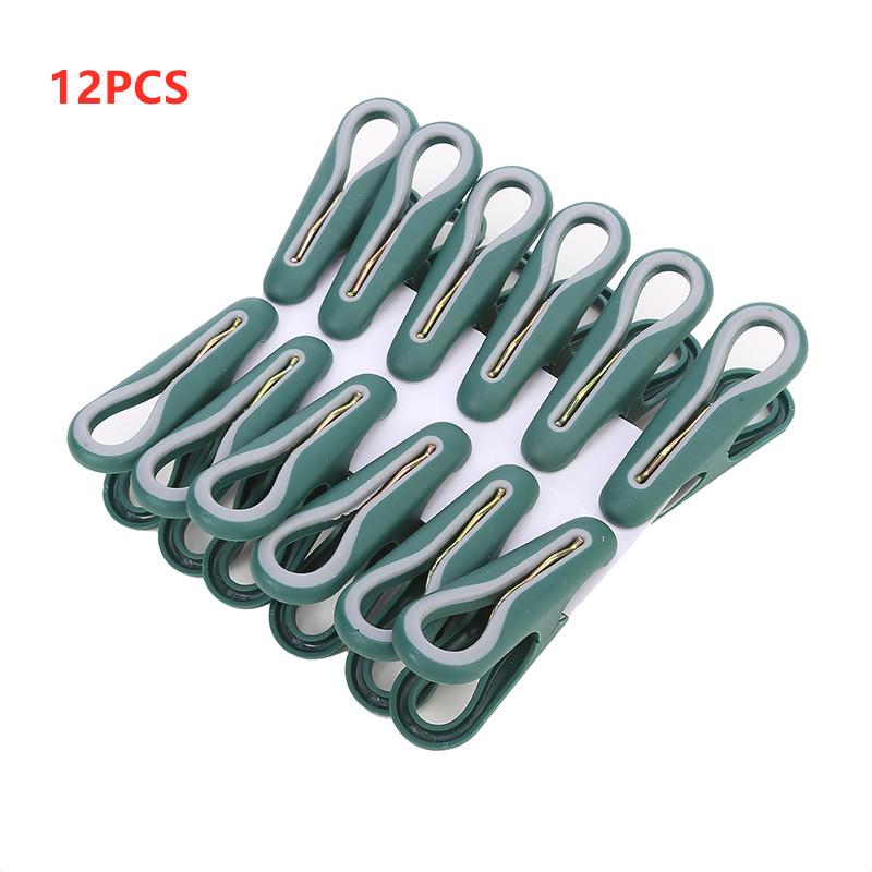 

12/24 шт. прищепки для белья, одинарные прищепки для белья, бытовая вешалка для хлопкового одеяла, фиксированная большая ветрозащитная клипса, органайзер для одежды темно-зеленого