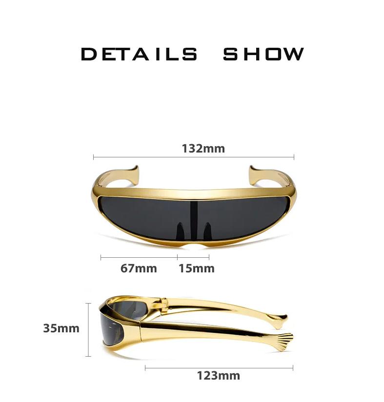 Futuristic One-piece Mirror Personalized Electroplated Sunglasses Women Men 2026 Y2K Steampunk Goggles Rave Party Glasses UV400