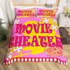 Popcorn Food Bedding Set King Queen Double Movie Theater Theme Duvet Cover Filmstrip Polyester Comforter Cover Blue Quilt Cover