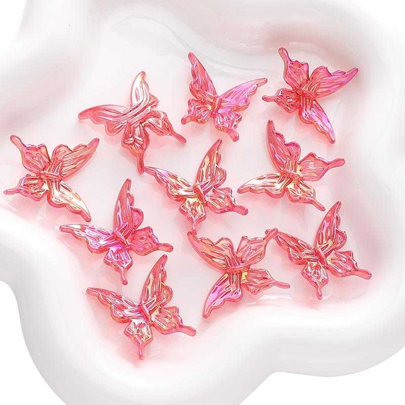 Acrylic Butterfly Transparent Two-color Gradient Charm for DIY Jewelry 20 Pcs