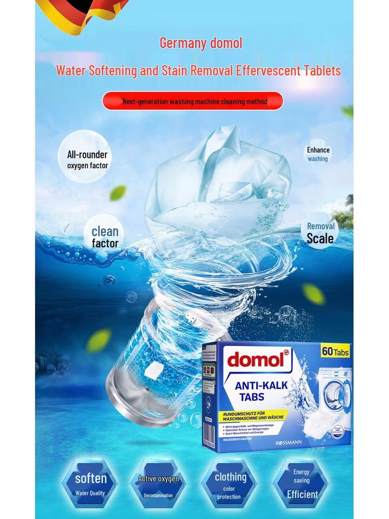 Domol Effervescent Washing Machine Cleaner Tablets - 60 Pieces, 960g