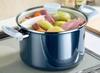 Takagi Metal Enamel Deep Pot, 22cm, 5.6L, Onyx Blue, ONB-22F