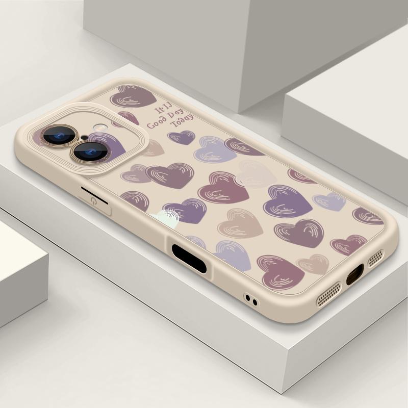 Cute Love Heart Phone Case For iPhone 16 Pro Max Shockproof TPU Soft Silicone Cover Coque For iPhone 15 Pro Max 14 13 12 11 Phone Case