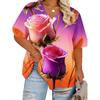 Summer Women's Daily Printed V-neck Short-sleeved T-shirt