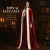 Burgundy Velvet Cloak Wine Red Cosplay Cloak Prince King Cape  Theme Party